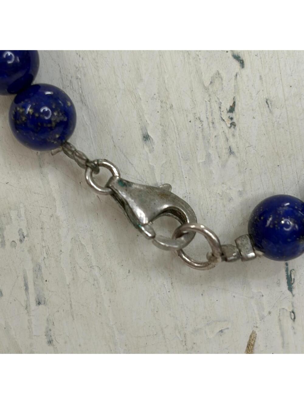 Southwestern Lapis Lazuli necklace with sterling claps - Picture 2 of 6
